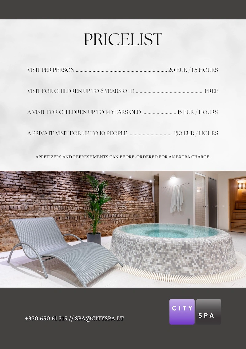 SPA Pricelist - City Hotels Rūdninkai